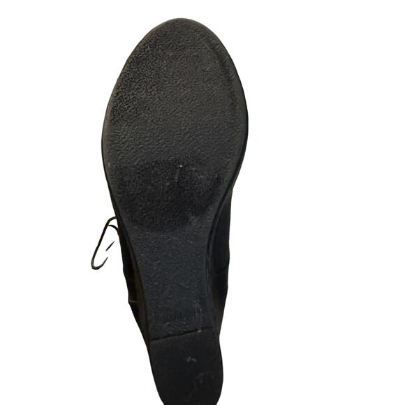 Report Black Suede Wedge Booties Women's Size 9 Fringe Tassel Ties - Picture 11 of 13